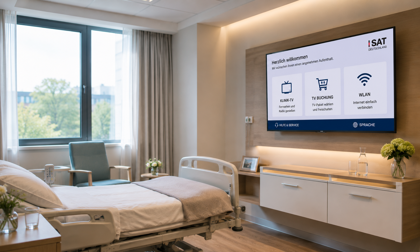 Klinikgebäude mit SAT- und TV-Lösung